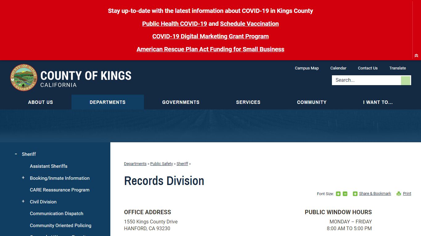 Records Division | Kings County - Kings County, California
